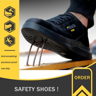 Safety shoes รองเท้าเซฟตี้ หนังแท้ หัวเหล็ก ระบายอากาศดี พื้นยางกันลื่น หัวเหล็ก พื้นเสริมแผ่นเหล็ก NO.8/BL