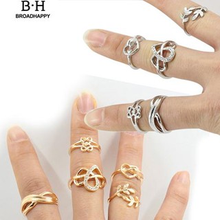 💘broadhappy💍สตรีแฟชั่น 5 ชิ้นเสน่ห์เหนือ Knuckle บน Midi แหวนชุด แหวนเกลี้ยง