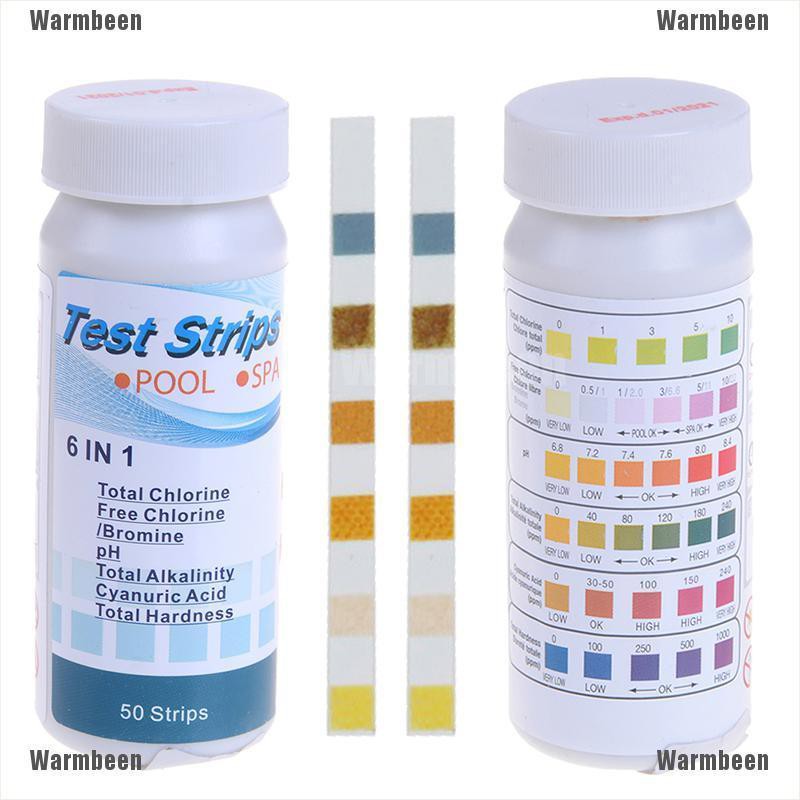 Warmbeen 6 in1 swimming pool PH chlorine spa bromine acid test strip