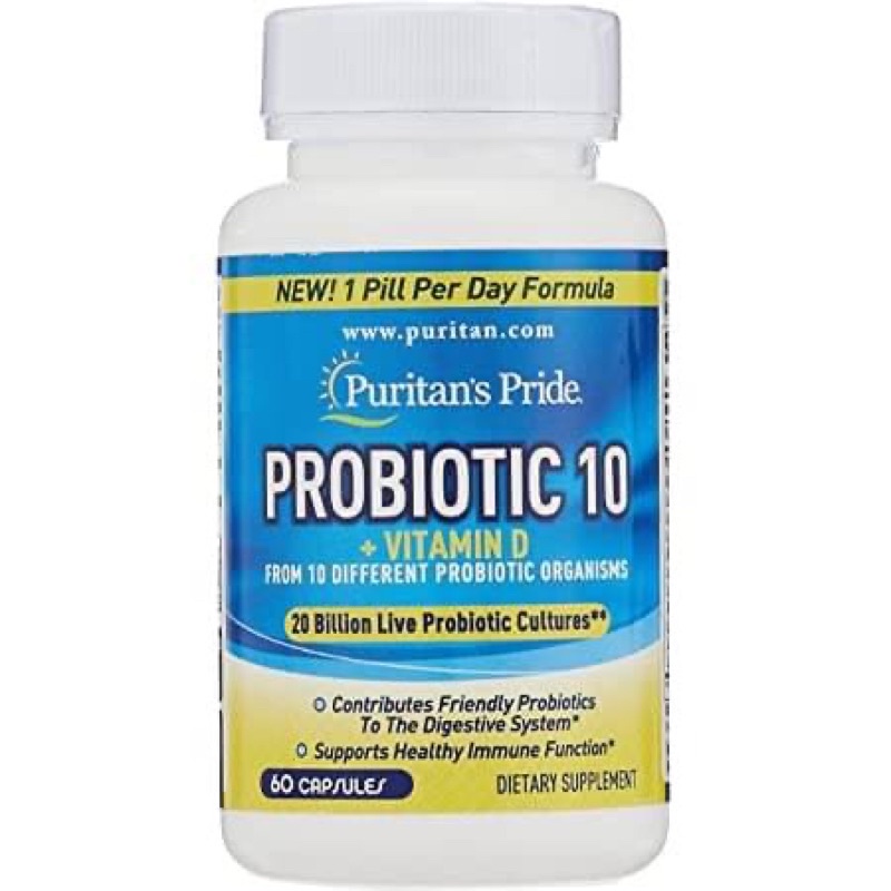 Puritan's Pride Probiotic 10 with Vitamin D / 60 Capsules