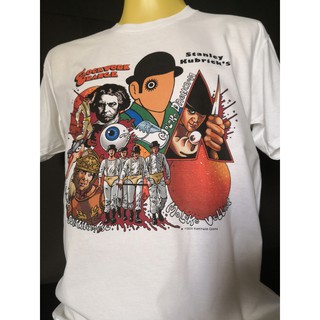 เสื้อยืดคอกลมเสื้อวงนำเข้า A Clockwork Orange Stanley Kubrick Movie Skinhead Ska Punk Rock Hardcore Retro Style Vintage