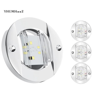 4Pcs Marine Boat Interior Lights,12V LED Boat Deck Courtesy Light 3Inch Round White 6 LED Stern Transom Anchor Light