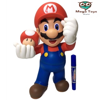 Mega Toys Model Mario โมเดลมาริโอ้ถือเห็ด สูง32cm. งานซอฟ 68509