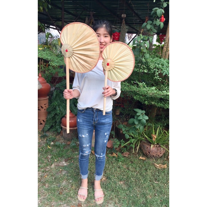 พัดใบลานทรงกลม พัดครูบา พัดใบลานครูบา