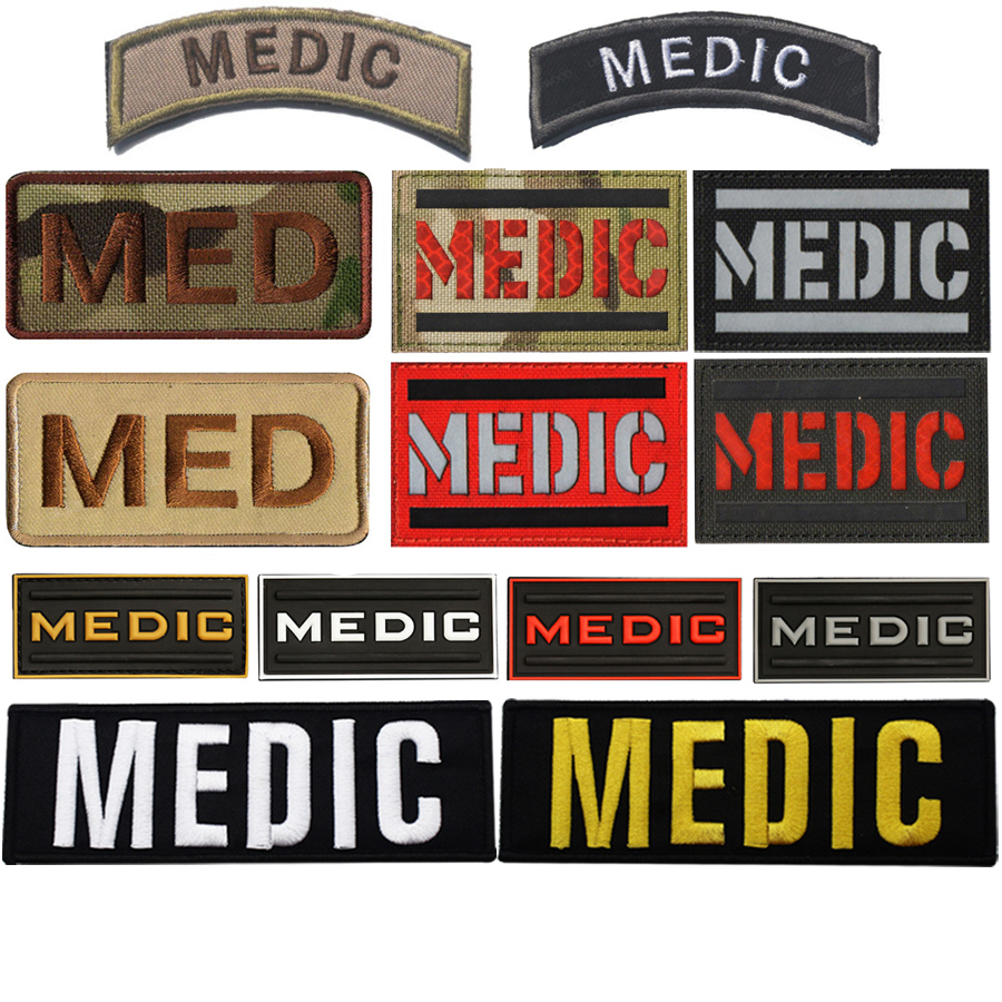 Med medic military army emblem badges ยุทธวิธี morale เย็บปักถักร้อย velcro Patch