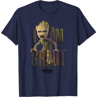 เสื้อยืดคอกลมcrew neckเสื้อยืดแขนสั้น พิมพ์ลายกราฟฟิค Guardians Vol.2 I AM GROOT น่ารัก แฟชั่นสําหรับผู้ชายS-4XL