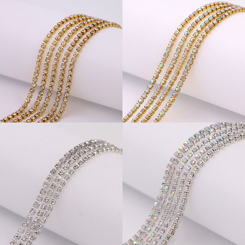 อะไหล่โซ่เพชรวิ้งๆเล่นไฟวิบๆ สำหรับตกแต่งเล็บขนาด2mm.10y สืนค้าพร้อมส่ง