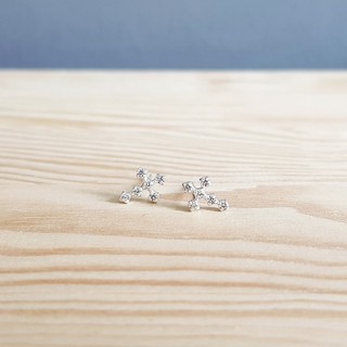 Minimalist925 ต่างหูกางเขน cz เงินแท้