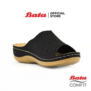 Bata COMFIT รองเท้าเพื่อสุขภาพ แบบสวม เสริมส้น สูง 1 นิ้ว รองรับน้ำหนักเท้าได้ดี  สีดำ รหัส 6616330 Ladiescomfort Fashion