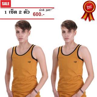 เสื้อกล้ามทอมทีซีครุ่น TZ89SContton2step (สีYellow&amp;Black/คอกลม/ตะขอข้าง3ระดับ/แพ็คคู่สุดประหยัด)