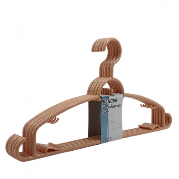 GlobalHouse SAKU ไม้แขวนเสื้อพลาสติก GDH001-BE ขนาด 39.5x19.5x0.6ซม. 5ชิ้น/แพ็ค สีเบจ สินค้าของแท้คุ