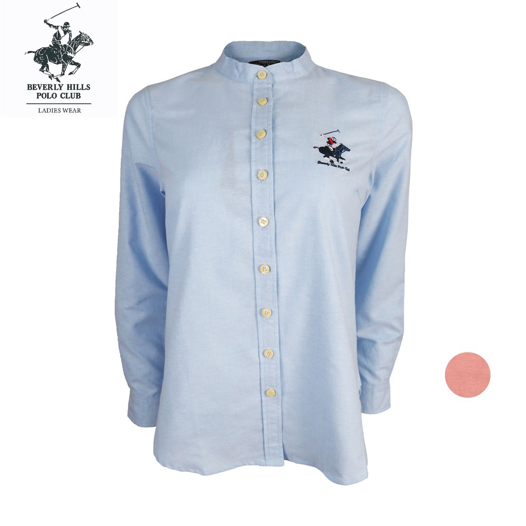 เสื้อเชิ้ตผ้าทอแขนยาวโปโลผู้หญิง BHPC