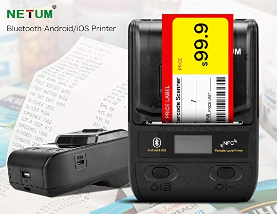 NETUM Bluetooth Thermal Label Printer Mini Portable 58mm Receipt ...