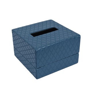 Tissue box PVC TISSUE BOX KAN LEATHER DIAMOND SQUARE DARK BLUE Tableware Kitchen equipment กล่องใส่ทิชชู กล่องทิชชู POP