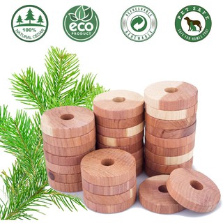 ไม้ซีดาร์แดง 20 ชิ้น (Cedarwood Ring ) กันแมลงกินผ้า เห็บ หมัด ไรฝุ่น แมลงสาบ