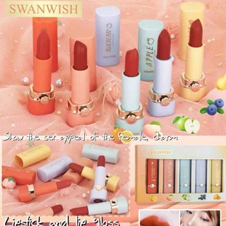 SW1004 ลิปสติก SWANWISH ลิปติก1กล่องมี5สี ลิปติกกลิ่นผลไม้🍑 สีสวยแซ่บมากๆ 🍊💋