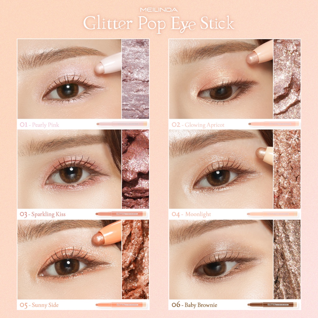 ถูก/แท้/มีไลฟ์ อายแชโดว์ MEILINDA Glitter&Matte Pop Eye Stick อายแชโดว์แท่ง ชิมเมอร์ ตาวิ้ง กลิตเตอร์ กันน้ำ - รูปที่ 4