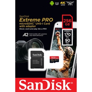 Sandisk Micro SD 256GB Class10 Extreme Pro ความเร็ว 170MB/s ประกันศูนย์ตลอดอายุการใช้งาน รุ่น SDSQXCZ_256G_GN6MA