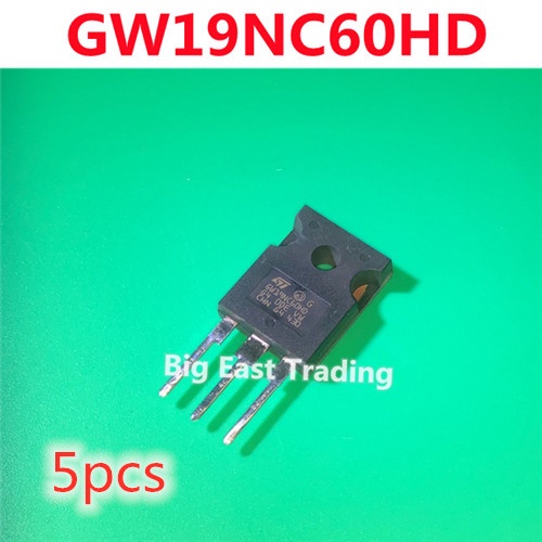 5 ชิ้น GW19NC60HD STGW19NC60HD TO-247 ทรานซิสเตอร์เชื่อม 600V 20A,รับประกันคุณภาพ