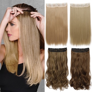 5 Clips in Hair Extension Synthetic Long Straight Hairpiece Haistyle High Temperature Fibert Golden brown black