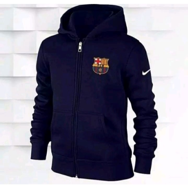 Barcelona Jacket Plain Unisex Varsty Hoodie Jumper Jacket Plain Zipper Jacket Football Club Jacket