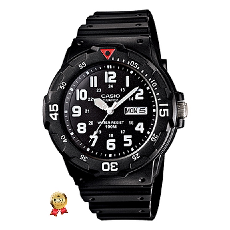 Casio ของแท้ 100% นาฬิกาผู้ชายทางการ MRW-200H-1B สายยางประกัน CMG