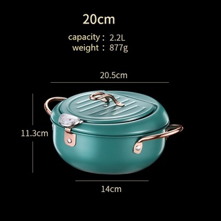 ☁New Kitchen Deep Frying Pot Thermometre Control Fryer Pan Temperature Control Fried Chicken Pot Cooking Tools Cookice H