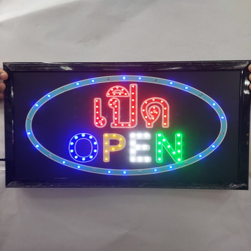 ป้ายไฟสติ๊กเกอร์ LED เปิดOPEN ป้ายไฟ