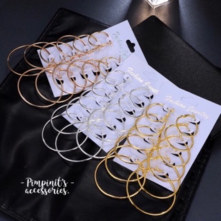 🇹🇭 พร้อมส่ง : ⭕️ ต่างหูห่วงวงกลมเซ็ท 6 คู่ | 6 Pairs Circle Hoop Earring Set.