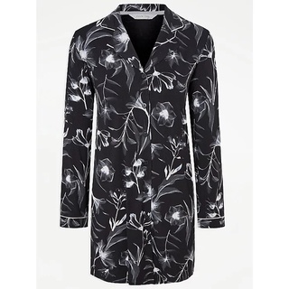 🍭 George33 : George black floral Dress ชุดนอนผ้ายืดเนื้อดี ผ้ามีน้ำหนัก