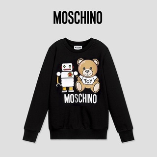 Moschinos ใหม่ เสื้อกันหนาว แขนยาว พิมพ์ลายโลโก้ หุ่นยนต์หมีน่ารัก