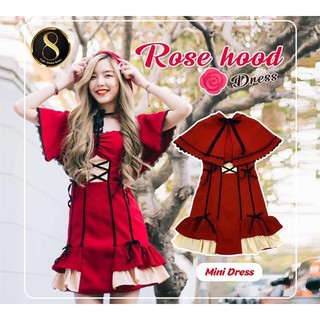 พร้อมส่ง 🦊🍎 8 Studio Size M ❤️ Rose hood dress หนูน้อยหมวกแดง น่ารักสุดๆ งานเป็น 2 ชิ้นนะคะ เดรสเกาะอกด้านใน หับผ้าคลุม