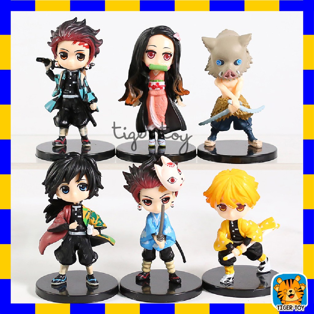 พร้อมส่ง ฟิกเกอร์การ์ตูน Demon Slayer Kimetsu No Yaiba ดาบพิฆาตอสูร จำนวน 6 ตัว/ชุด 8cm