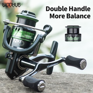 LINNHUE ทั้งหมด double grip ตกปลา reel FD 2000-7000 ลากสูงสุด 8 กิโลกรัม CNC โลหะ handle power handle reel ตื้น spool ไม่มีช่องว่าง