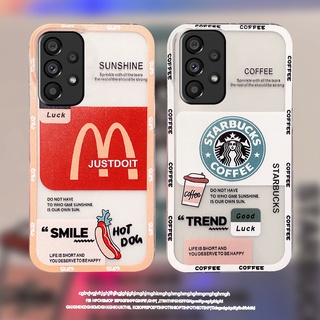 เคสโทรศัพท์มือถือแบบนิ่ม TPU ใส กันกระแทก ลายกาแฟ แฟชั่น สําหรับ Samsung Galaxy A73 A53 A33 A23 A13 LTE A03 A03S M33 M23 S22 Ultra S22+ S21 S21+ FE 5G 4G