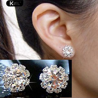 Kiel แฟชั่น Shining Rhinestone เครื่องประดับดอกไม้ Charm Ear ต่างหู Ears