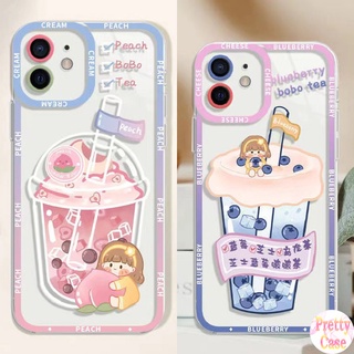 เคสมือถือ แบบนิ่ม ลายพีช บลูเบอร์รี่ สําหรับ Xiaomi Redmi Note 11 11S 10 10S 4G 10C 10 9S 9 8 7 6 7A S2 9T 9A 9C Poco M3 M4 X3 NFC GT F3 F2 Pro 5G 4G ชา