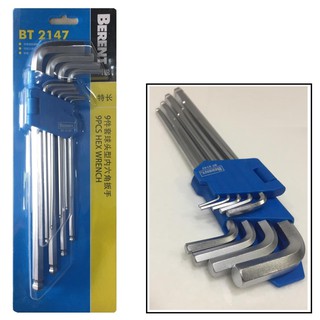 ประแจหกเหลี่ยม BERENT 9 ตัวชุด หัวบอล BT-2147 Hex Ball Wrench