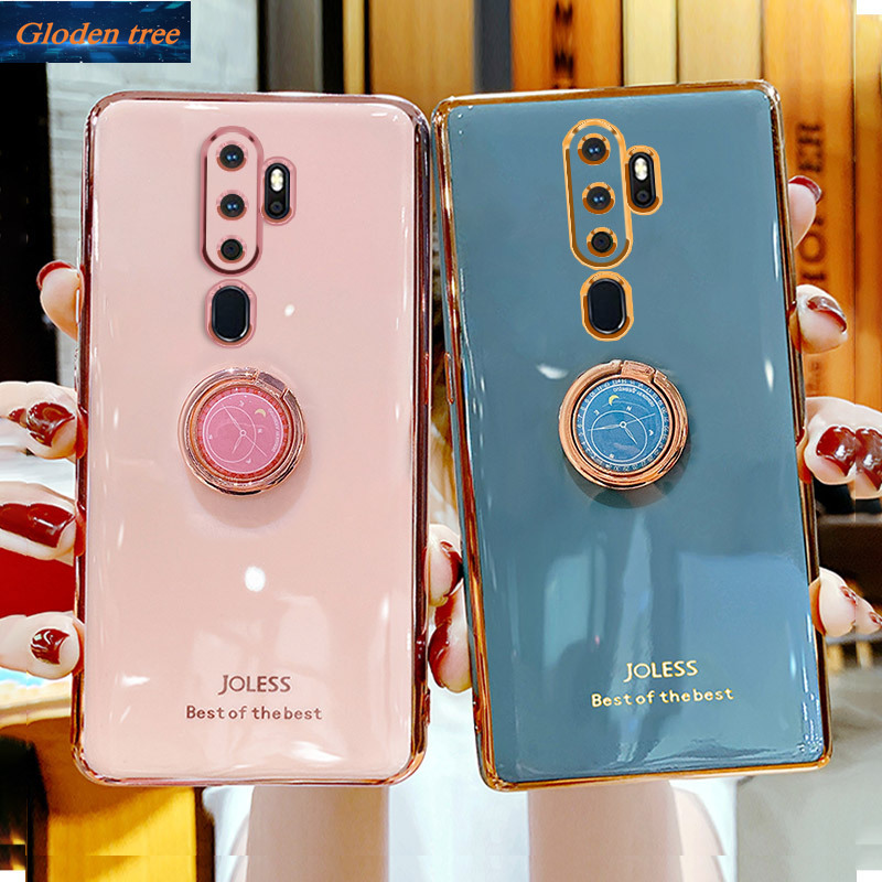 สําหรับ Oppo A9 2020 A5 2020 เคสป้องกันกล้องที่แม่นยํา, เคสกันกระแทก สไตล์สาวหวาน พร้อมขาตั้งโทรศัพท์นาฬิกา สร้างสรรค์