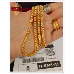 ใหม่!! สร้อยคอชุบทอง 24K (99.9%) ลายทาโร่ เคลือบแก้ว น้ำหนัก 2 บาท ยาว 18 นิ้ว 20 นิ้ว 24 นิ้ว 26 นิ