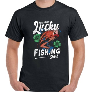 T-shirt  เสื้อยืดลําลอง แขนสั้น พิมพ์ลาย My Lucky Fishing สําหรับผู้ชายS-5XL