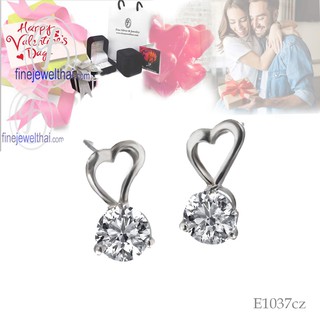 Finejewelthai ต่างหู-ต่างหูเพชร-ต่างหูทองคำขาว-Diamond CZ-Silver-Design-Earring - Valentine Gift102