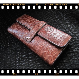 crocodile purse lady check passport Brown  กระเป๋าสตางค์จระเข้พลาสปอรต์