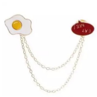 เข็มกลัด Pin ลายไข่ดาว ( Fried egg ) สำหรับตกแต่งเครื่องประดับสวยงาม