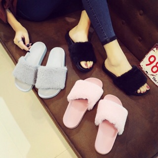 รองเท้าแตะแฟชั่น รองเท้าแตะขนปุยนุ่ม fur mink furry slipper FURS1