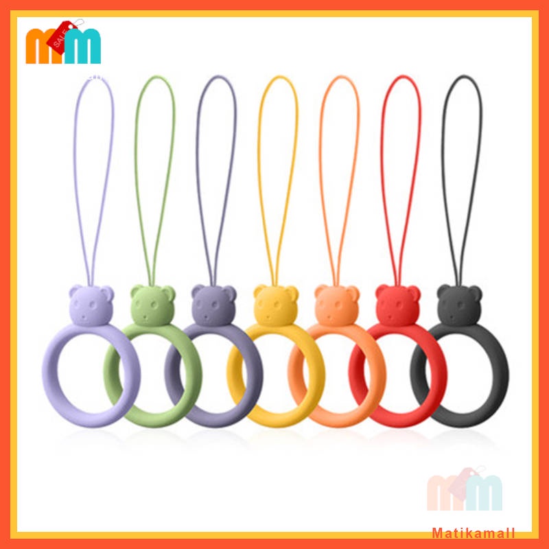 [พร้อมส่ง 1 วัน 🇹🇭] แหวน ซิลิโคน รูป หมี สาย คล้อง ห้อย มือถือ โทรศัพท์ earpods กุญแจ สายห้อยมือถือ Silicone Phone Strap