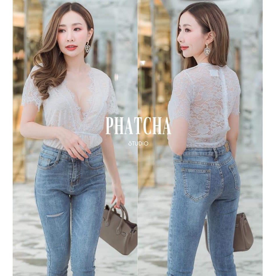 บอดี้สูทแขนสั้น ผ้าลูกไม้(1884)