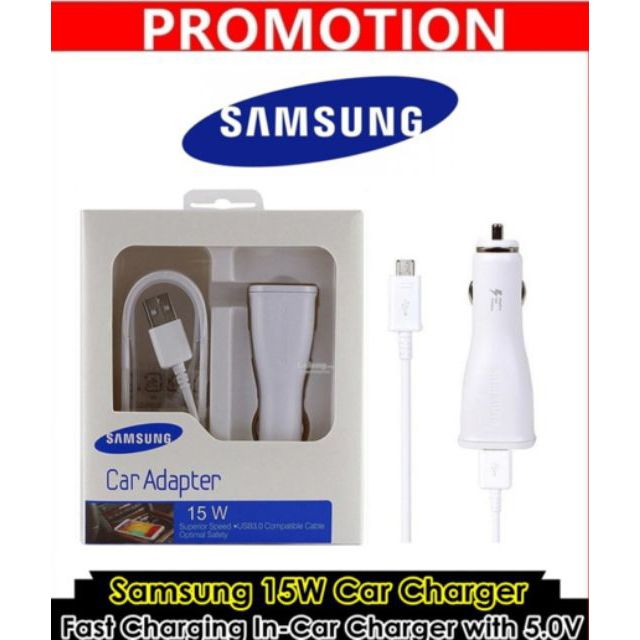 Samsung A01 A10 M10 หมายเหตุ 3 4 5 7 S5 S6 S7 S8 J2 15W Fast Charging ในรถยนต์อะแดปเตอร์สายเคเบิลซิง