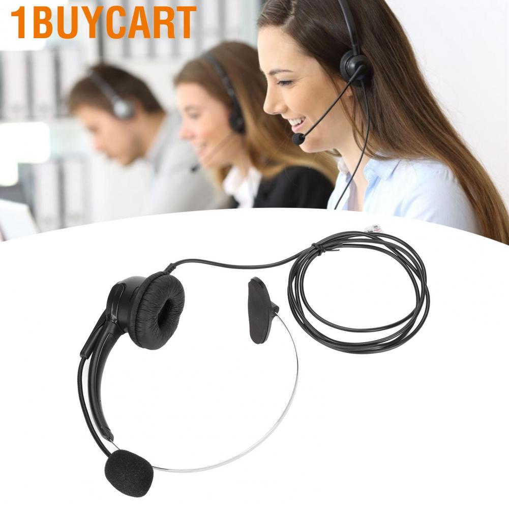 1buycart ชุดหูฟังโทรศัพท์หูฟังตัดเสียงรบกวนไมโครโฟนสำหรับ Office Call Center