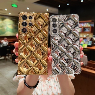 เคสซิลิโคนนิ่ม ลายตาราง 3D หรูหรา สําหรับ Samsung Galaxy S22 Ultra S22+ S22 S21 Ultra